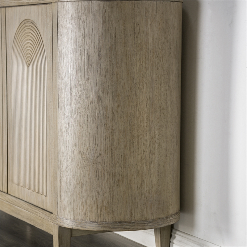 Furniture of America Selyra Solid Wood Server with Embossed Panel Doors in Oak