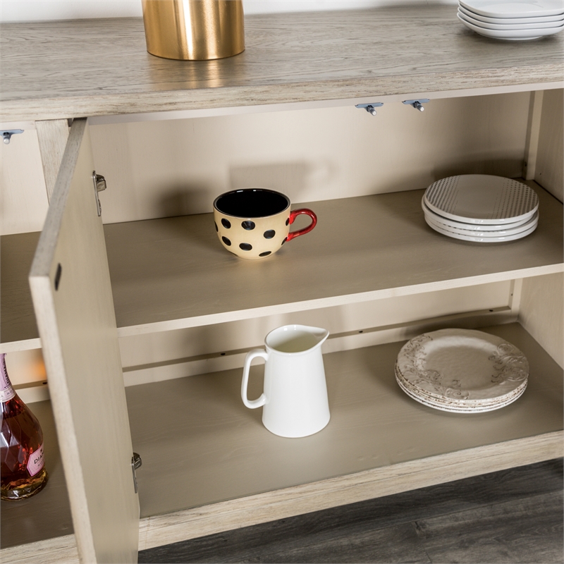 Furniture of America Selyra Solid Wood Server with Embossed Panel Doors in Oak