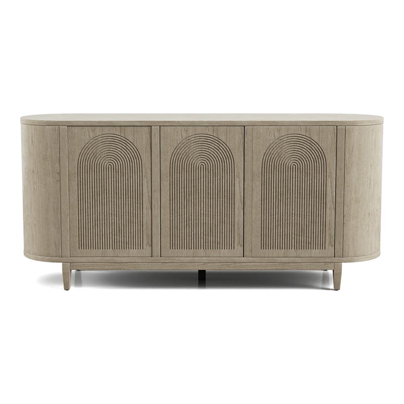 Furniture of America Selyra Solid Wood Server with Embossed Panel Doors in Oak