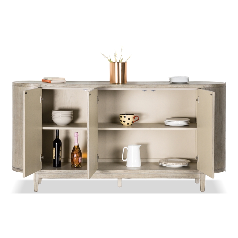 Furniture of America Selyra Solid Wood Server with Embossed Panel Doors in Oak