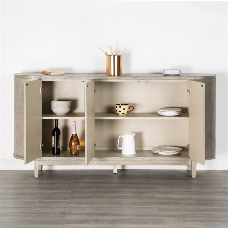 Furniture of America Selyra Solid Wood Server with Embossed Panel Doors in Oak