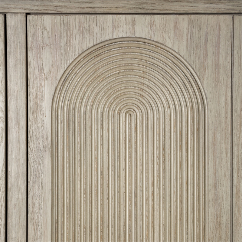 Furniture of America Selyra Solid Wood Server with Embossed Panel Doors in Oak
