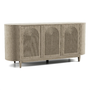 Furniture of America Selyra Solid Wood Server with Embossed Panel Doors in Oak