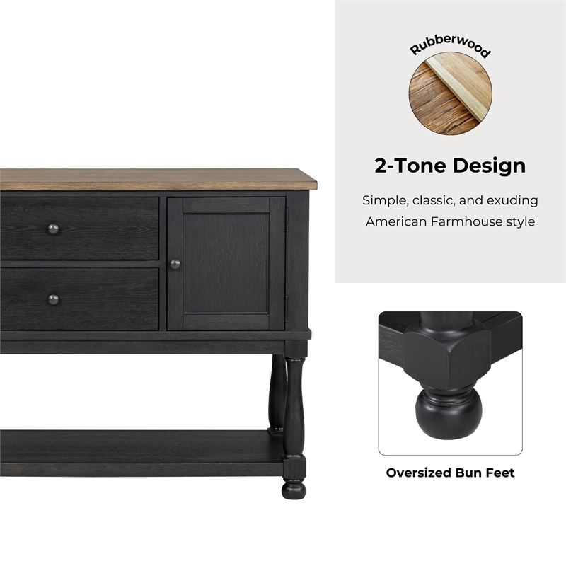 Furniture of America Peregrine Solid Wood Multi-Storage Black Server with Doors