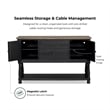 Furniture of America Peregrine Solid Wood Multi-Storage Black Server with Doors