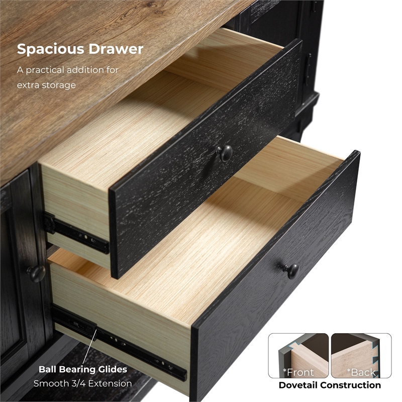Furniture of America Peregrine Solid Wood Multi-Storage Black Server with Doors