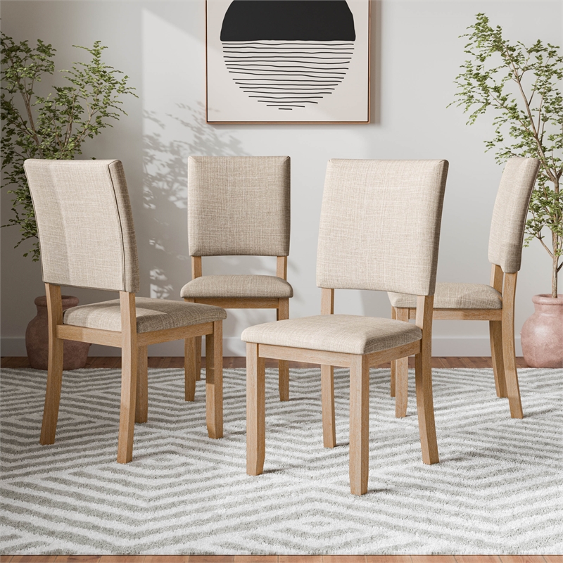 Furniture of America Fagan Fabric Upholstered Side Chairs in Brown (Set of 4)