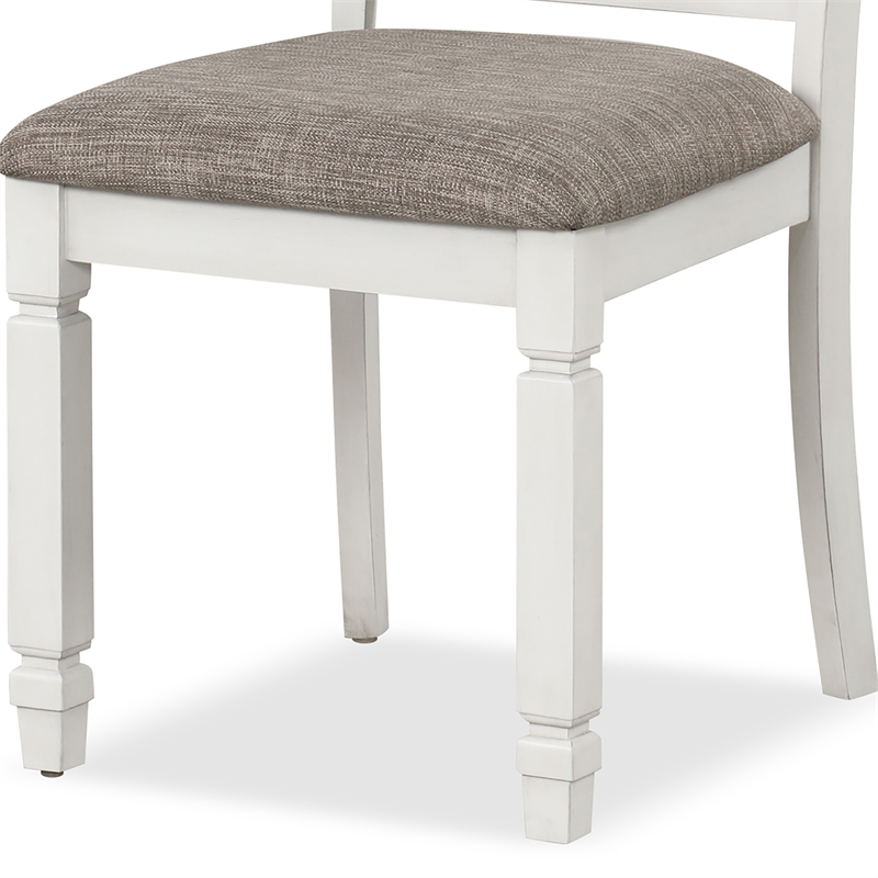 Furniture of America Monwar Solid Wood Slat Back Side Chairs in White (Set of 2)