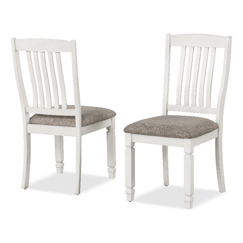 Furniture of America Monwar Solid Wood Slat Back Side Chairs in White (Set of 2)
