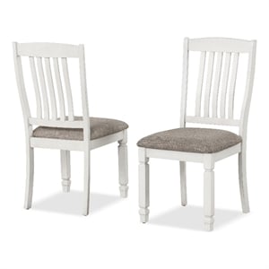 Furniture of America Monwar Solid Wood Slat Back Side Chairs in White (Set of 2)