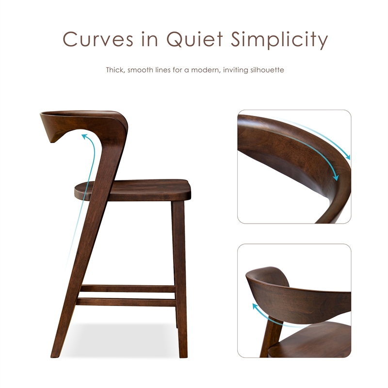 Furniture of America Nazaen Solid Wood Walnut Counter Dining Chairs (Set of 2)