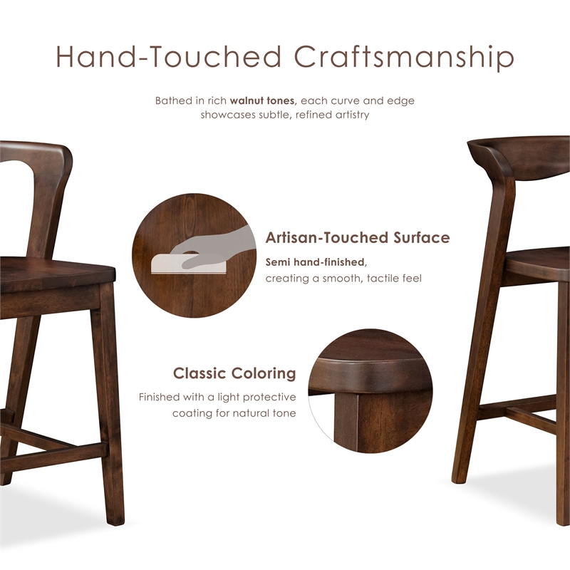 Furniture of America Nazaen Solid Wood Walnut Counter Dining Chairs (Set of 2)
