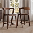Furniture of America Nazaen Solid Wood Walnut Counter Dining Chairs (Set of 2)