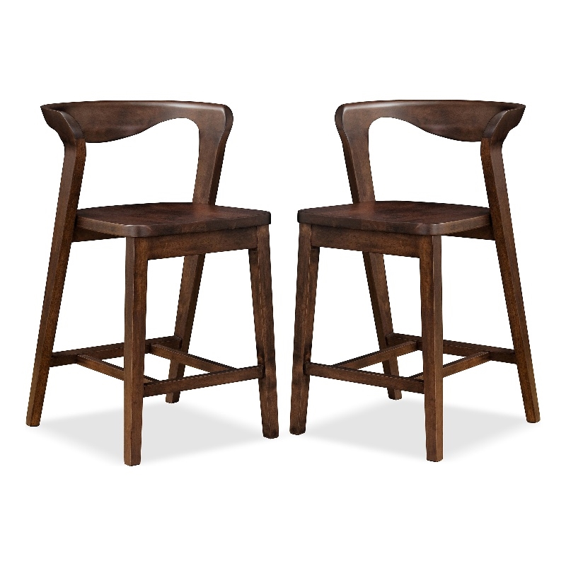 Furniture of America Nazaen Solid Wood Walnut Counter Dining Chairs (Set of 2)
