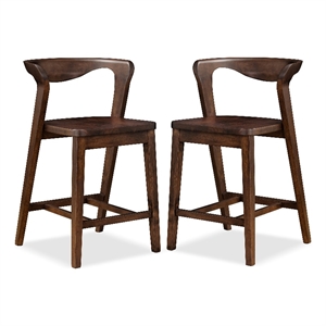 Furniture of America Nazaen Solid Wood Walnut Counter Dining Chairs (Set of 2)