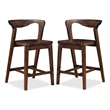 Furniture of America Nazaen Solid Wood Walnut Counter Dining Chairs (Set of 2)