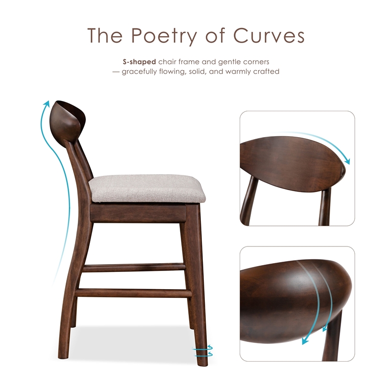 Furniture of America Nazaen Solid Wood Walnut Counter Dining Chairs (Set of 2)