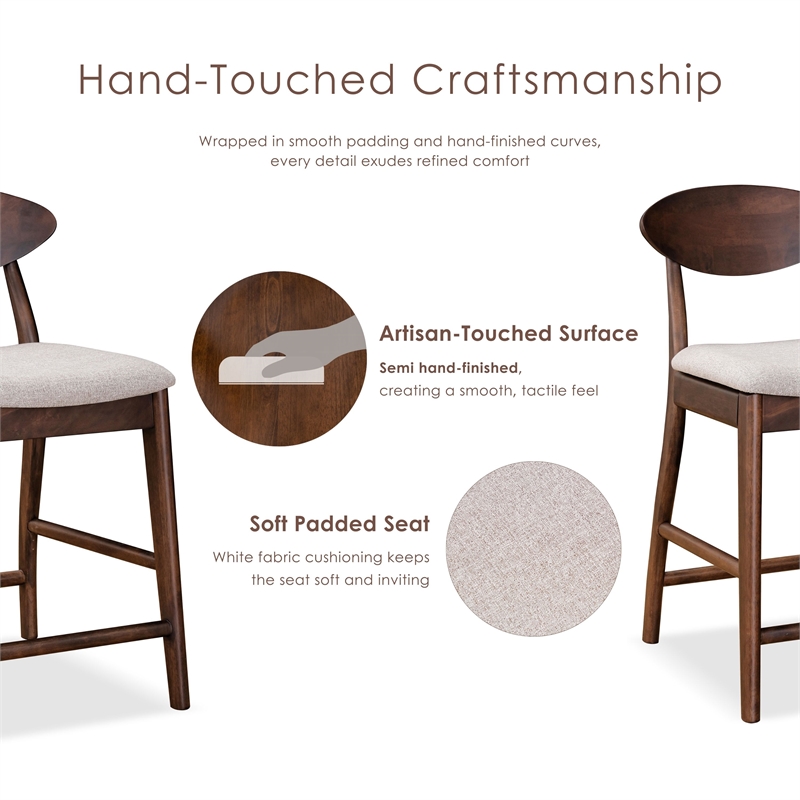 Furniture of America Nazaen Solid Wood Walnut Counter Dining Chairs (Set of 2)