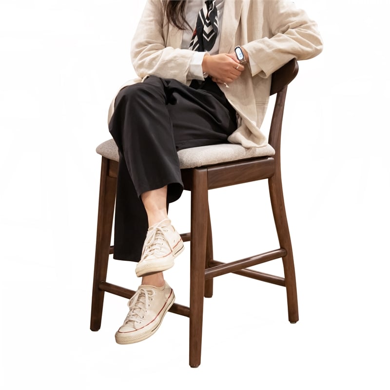 Furniture of America Nazaen Solid Wood Walnut Counter Dining Chairs (Set of 2)