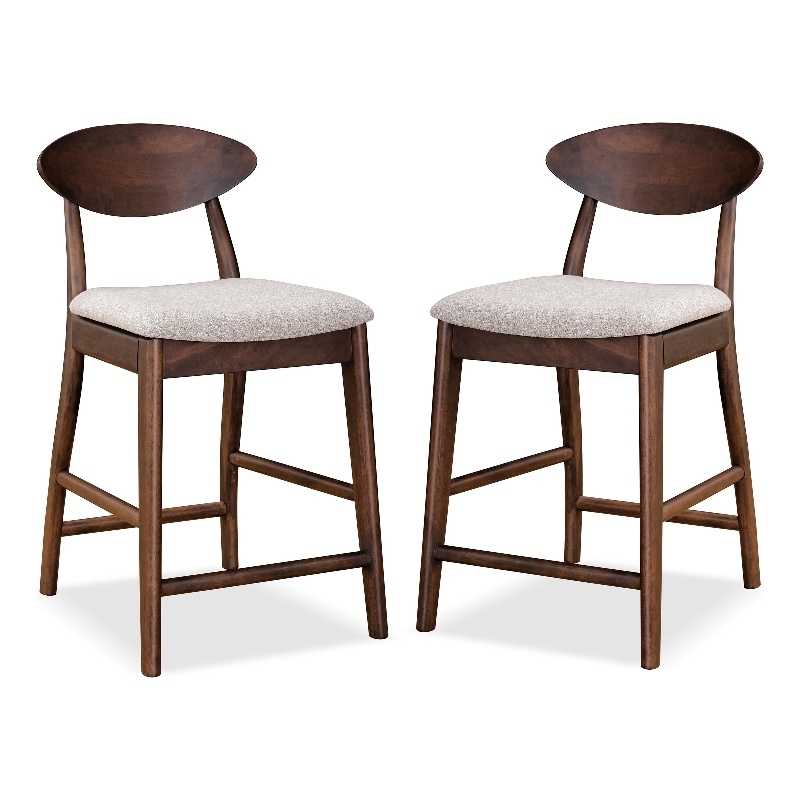 Furniture of America Nazaen Solid Wood Walnut Counter Dining Chairs (Set of 2)