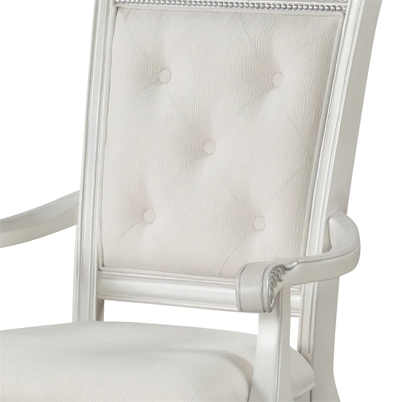 Furniture of America Gelbero Chenille Tufted Arm Chairs in White (Set of 2)