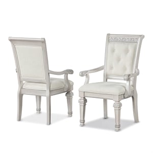 Furniture of America Gelbero Chenille Tufted Arm Chairs in White (Set of 2)