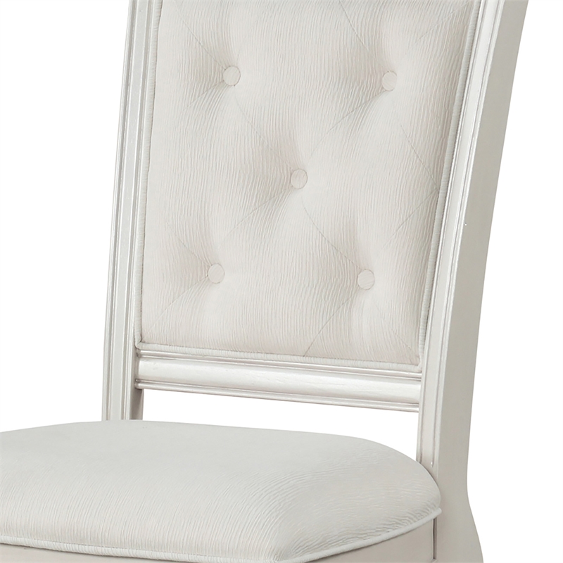 Furniture of America Gelbero Chenille Tufted Side Chairs in White (Set of 2)
