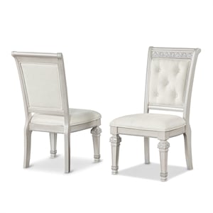 Furniture of America Gelbero Chenille Tufted Side Chairs in White (Set of 2)