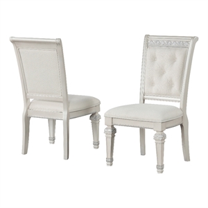 Furniture of America Gelbero Chenille Tufted Side Chairs in White (Set of 2)