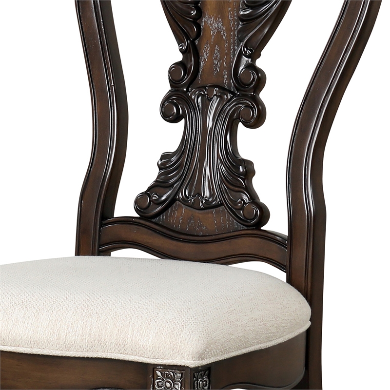 Furniture of America Byrne Solid Wood Padded Side Chairs in Brown (Set of 2)