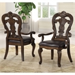 Furniture of America Anatole Solid Wood Padded Arm Chairs in Brown (Set of 2)