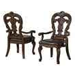 Furniture of America Anatole Solid Wood Padded Arm Chairs in Brown (Set of 2)