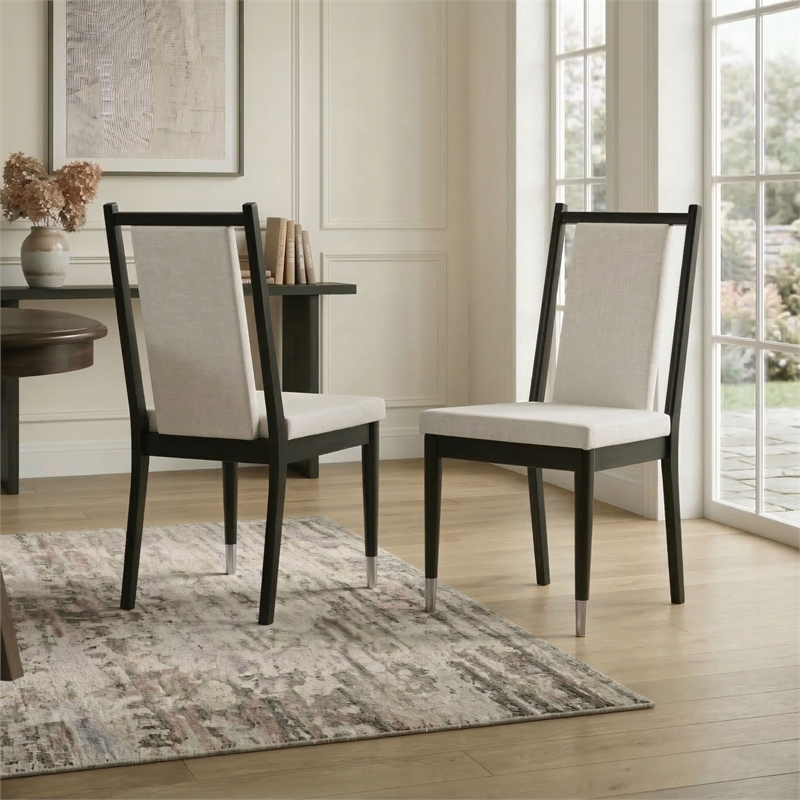 Furniture of America Miranda Chenille Upholstered Black Side Chairs (Set of 2)