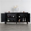 Furniture of America Wondra Solid Wood Server with Sanded Edge Doors in Black