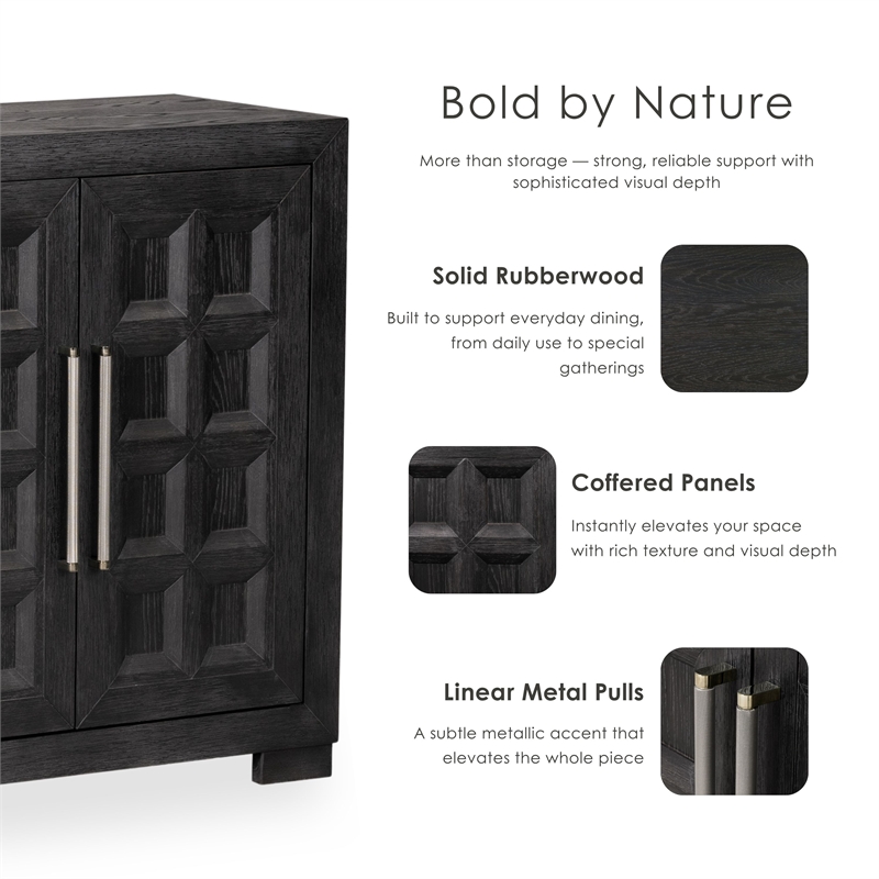 Furniture of America Dannen Solid Wood Storage 4-Door Server in Black