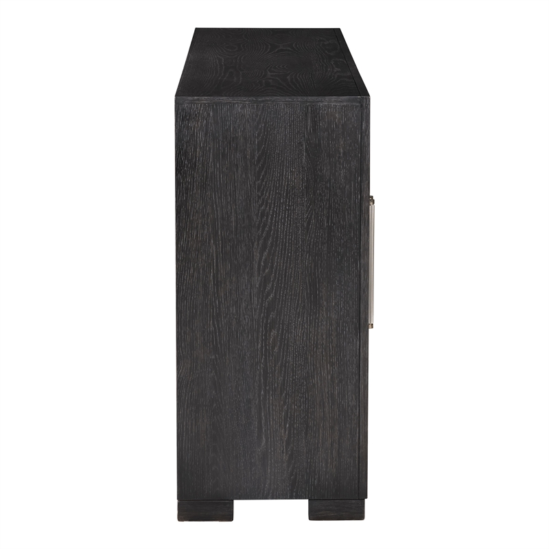 Furniture of America Dannen Solid Wood Storage 4-Door Server in Black