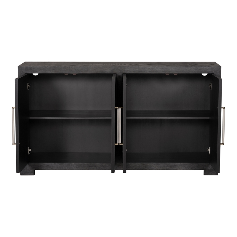 Furniture of America Dannen Solid Wood Storage 4-Door Server in Black