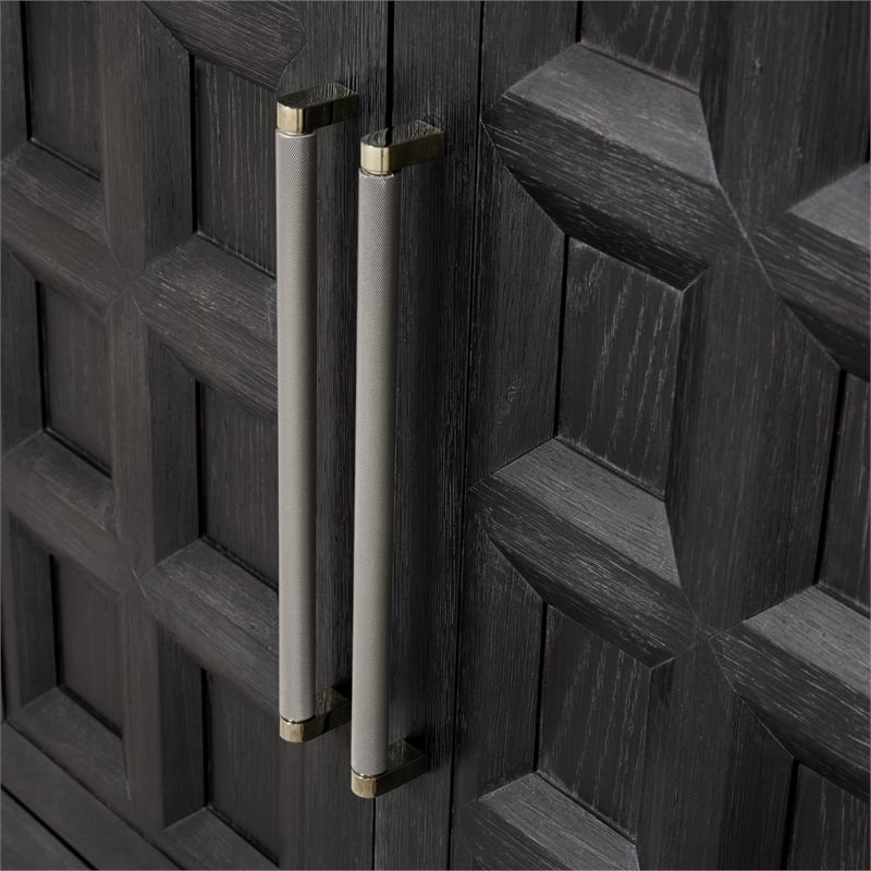 Furniture of America Dannen Solid Wood Storage 4-Door Server in Black