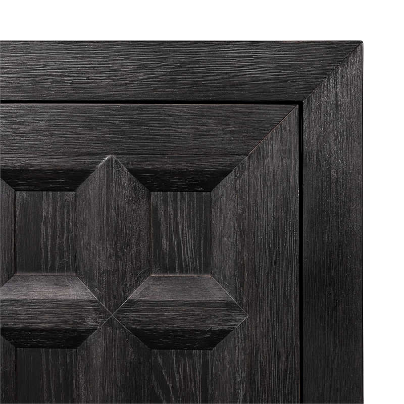 Furniture of America Dannen Solid Wood Storage 4-Door Server in Black
