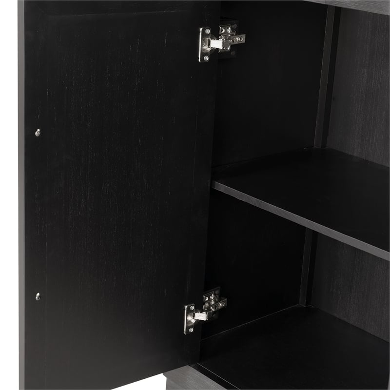 Furniture of America Dannen Solid Wood Storage 4-Door Server in Black