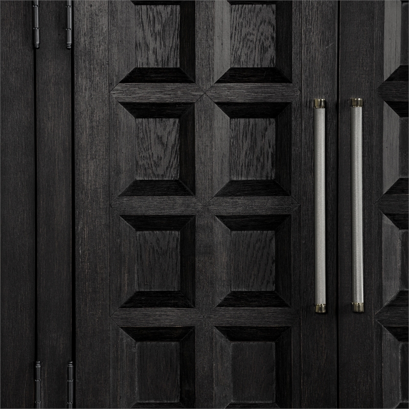 Furniture of America Dannen Solid Wood Storage 4-Door Server in Black