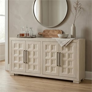 Furniture of America Dannen Solid Wood Storage 4-Door Server in Brown