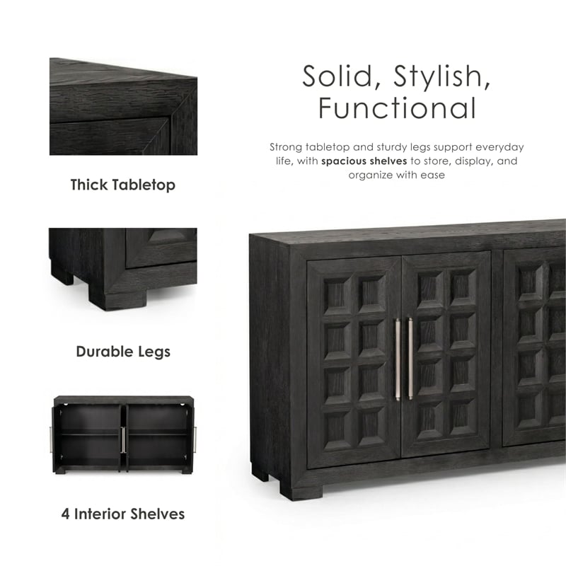 Furniture of America Dannen Solid Wood Storage 4-Door Server in Brown