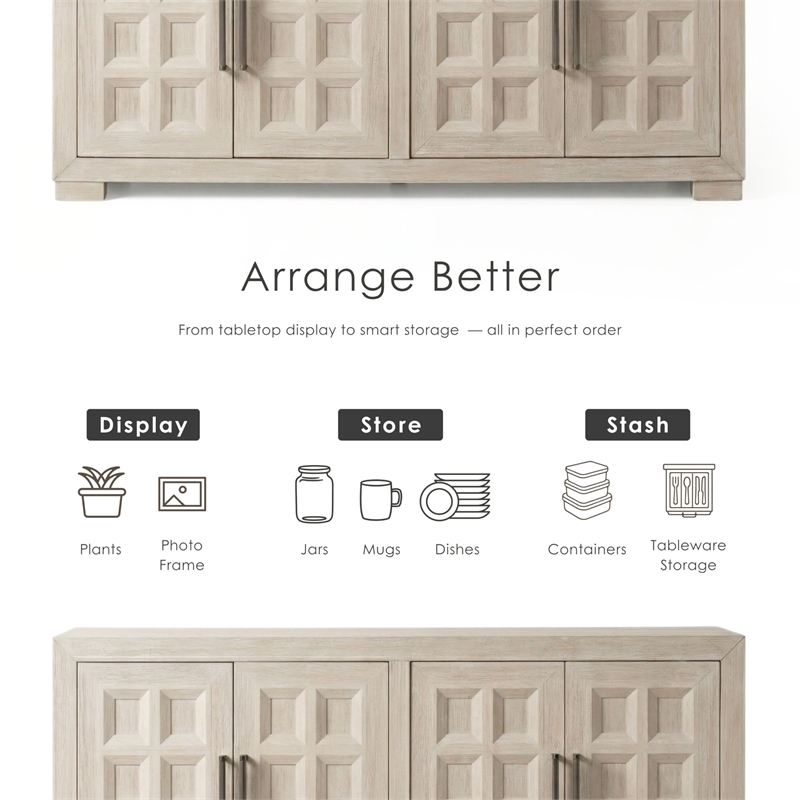 Furniture of America Dannen Solid Wood Storage 4-Door Server in Brown