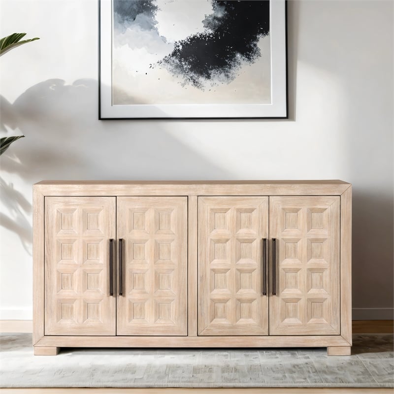 Furniture of America Dannen Solid Wood Storage 4-Door Server in Brown