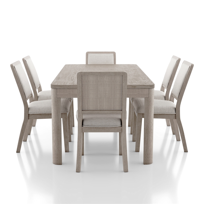 Furniture of America Austin Solid Wood 7-Piece Dining Table Set in Oak