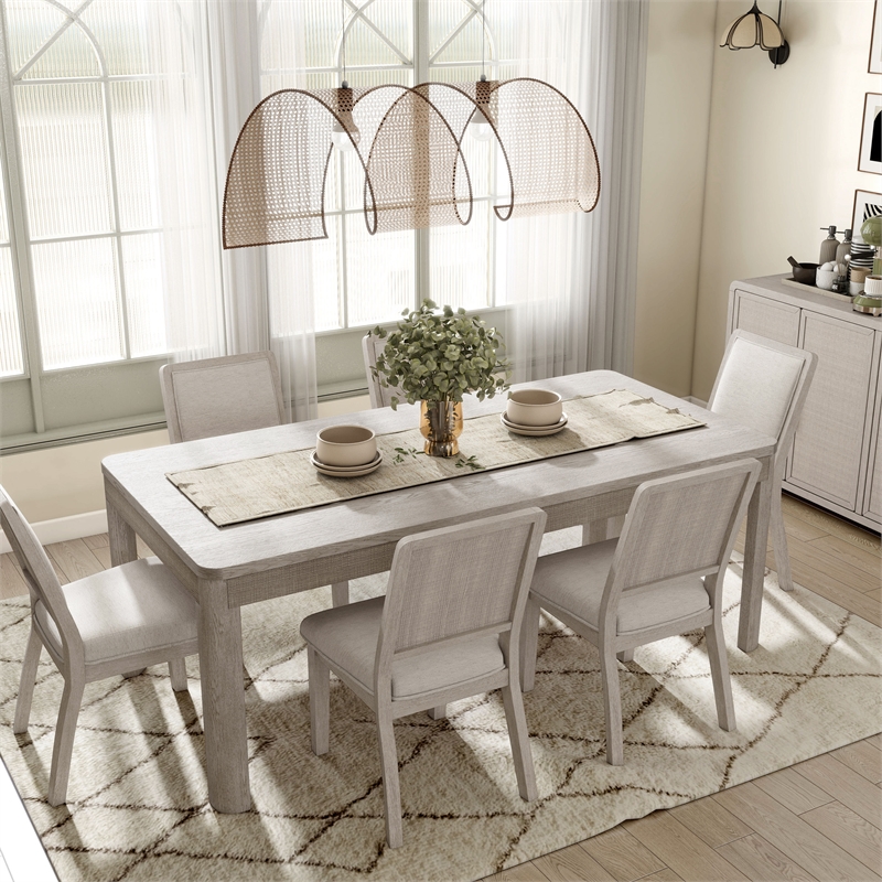 Furniture of America Austin Solid Wood 7-Piece Dining Table Set in Oak