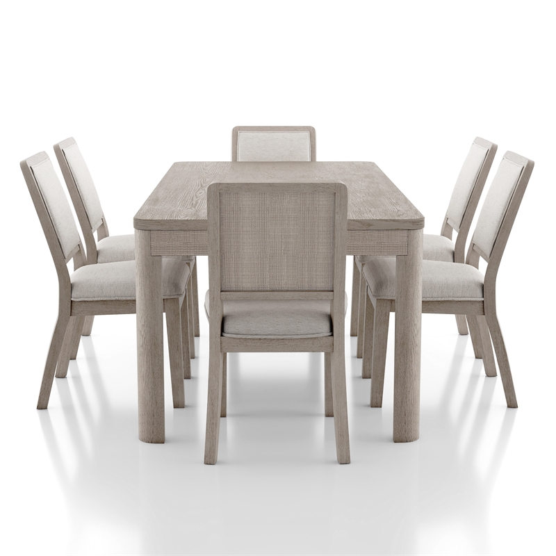Furniture of America Austin Solid Wood 7-Piece Dining Table Set in Oak
