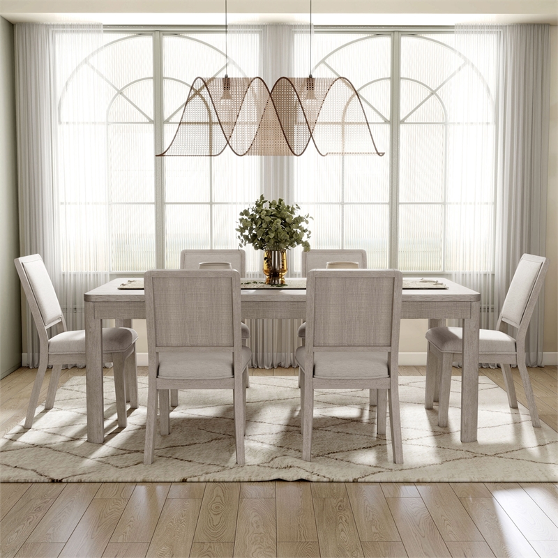 Furniture of America Austin Solid Wood 7-Piece Dining Table Set in Oak