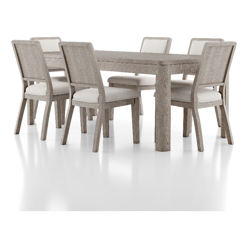 Furniture of America Austin Solid Wood 7-Piece Dining Table Set in Oak
